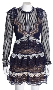 Self Portrait Navy, Black & White Lace Dress SZ II